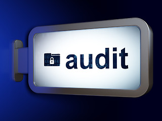 Image showing Finance concept: Audit and Folder With Lock on billboard background