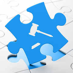 Image showing Law concept: Gavel on puzzle background