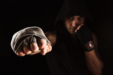 Image showing Close-up hand of muscular man with bandage