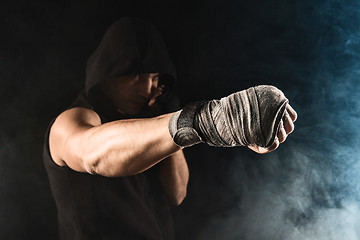 Image showing Close-up hand of muscular man with bandage