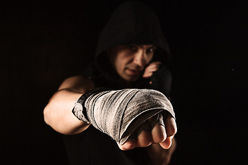 Image showing Close-up hand of muscular man with bandage