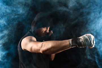 Image showing Close-up hand of muscular man with bandage