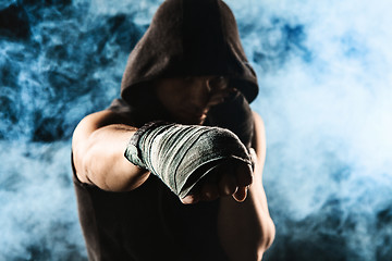 Image showing Close-up hand of muscular man with bandage