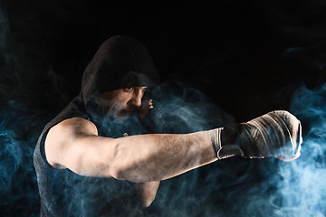 Image showing Close-up hand of muscular man with bandage