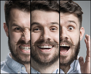 Image showing Set of young man\'s portraits with different emotions