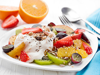 Image showing plate of fruit and berries salad