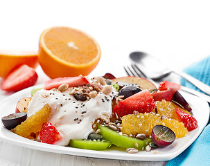 Image showing plate of fruit and berries salad