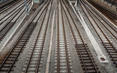 Image showing Cargo trains in old train depot