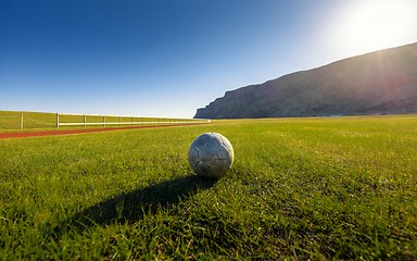 Image showing Coccer ball on the field