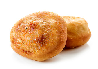 Image showing two meat pies belyashi on white background