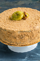 Image showing Bavarian mousse cake. View from above.