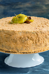 Image showing Bavarian mousse cake and apples.