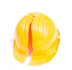 Image showing broken safety helmet on white