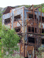 Image showing abandoned factory, factory ruins, old buildings, polar region