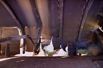 Image showing shipwreck from inside body on shore