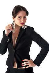 Image showing glamorous young woman in black suit