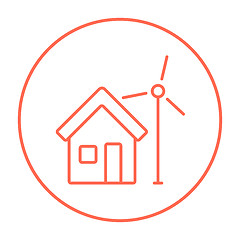 Image showing House with windmill line icon.