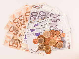 Image showing  Euros coins and notes vintage