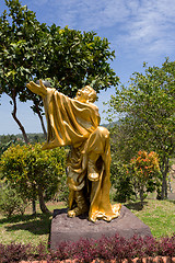 Image showing fat monk statue in complex Pagoda Ekayana