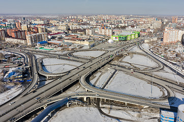 Image showing Aerial view on M.Torez street bridge. Tyumen