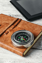 Image showing compass and tablet