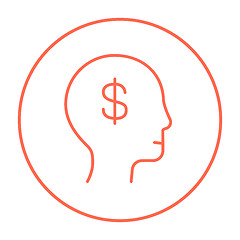 Image showing Human head with dollar symbol line icon.