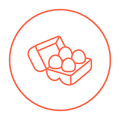 Image showing Eggs in carton package line icon.