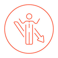 Image showing Businessman with arrow down line icon.