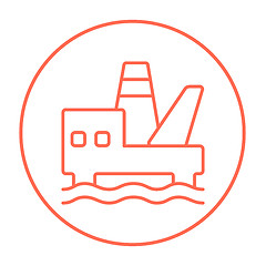 Image showing Offshore oil platform line icon.