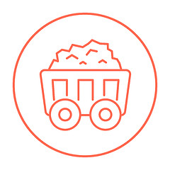 Image showing Mining coal cart line icon.