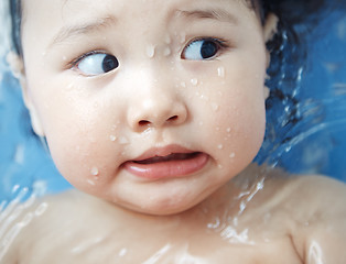 Image showing Afraid child in the bath