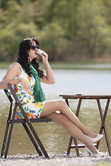 Image showing coffee break on Lake