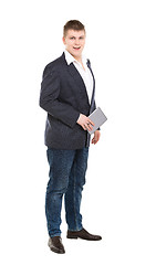 Image showing Full Length Portrait Confident Young Businessman with a Modern T