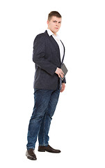 Image showing Full Length Portrait Confident Young Businessman with a Modern T