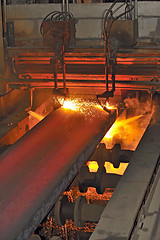 Image showing Gas cutting of the hot metal