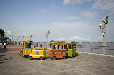 Image showing malecon 2000 children train by the sea