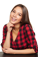 Image showing Teen female smiling with braces on her teeth