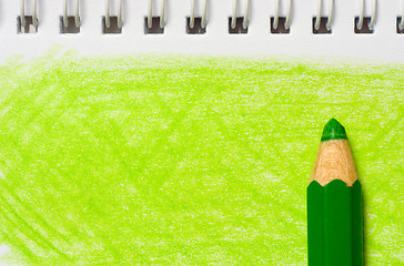 Image showing Green color pencil with coloring

