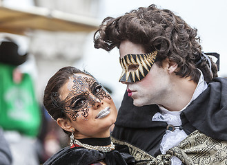 Image showing Venetian Kiss - Venice Carnival 2014