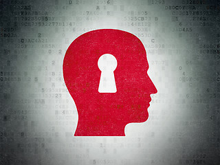 Image showing Information concept: Head With Keyhole on Digital Paper background