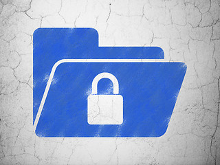 Image showing Business concept: Folder With Lock on wall background
