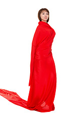 Image showing Beautiful Woman in Red Long Dress