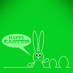 Image showing Greeting Card with White Easter Rabbit.