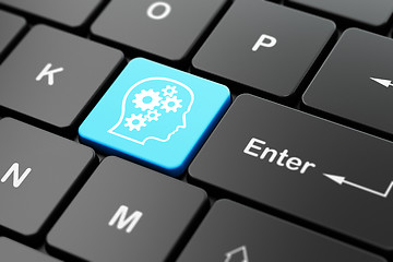 Image showing Advertising concept: Head With Gears on computer keyboard background