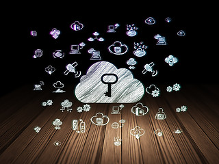 Image showing Cloud computing concept: Cloud With Key in grunge dark room