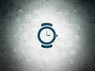 Image showing Time concept: Hand Watch on Digital Paper background