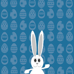 Image showing Greeting Card with  White Easter Rabbit.
