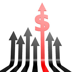 Image showing Red dollar sign on the arrow