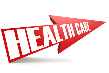 Image showing Red arrow with health care word 