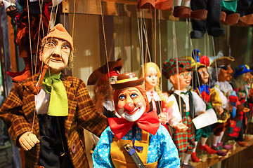 Image showing Traditional puppets - clown and old man